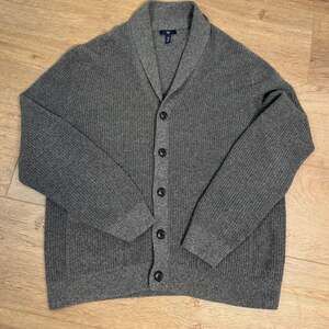 Gap Men's Ribbed Gray Shawl-Collar Cardigan Sweater